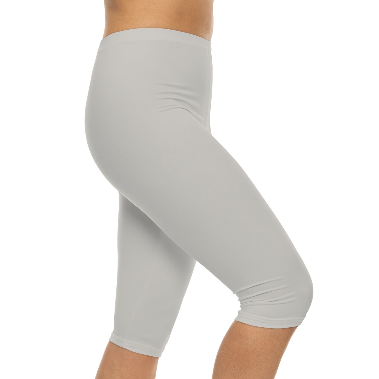 Dust Grey Color Women's Brushed Suede Poly Span Casual Capri Leggings XS-2XL