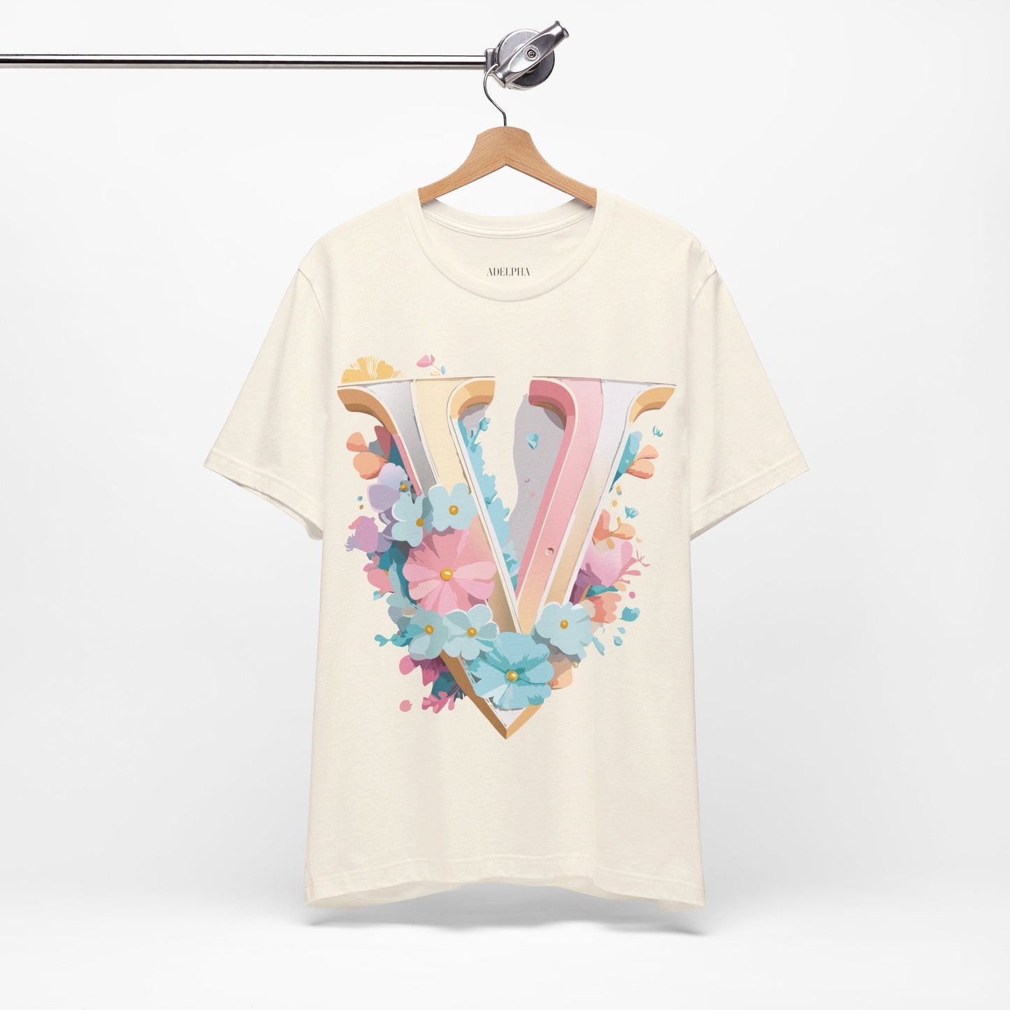 Adelpha Letter V Shirt Graphic Tee Unisex Jersey Short Sleeve Vintage Inspired Design