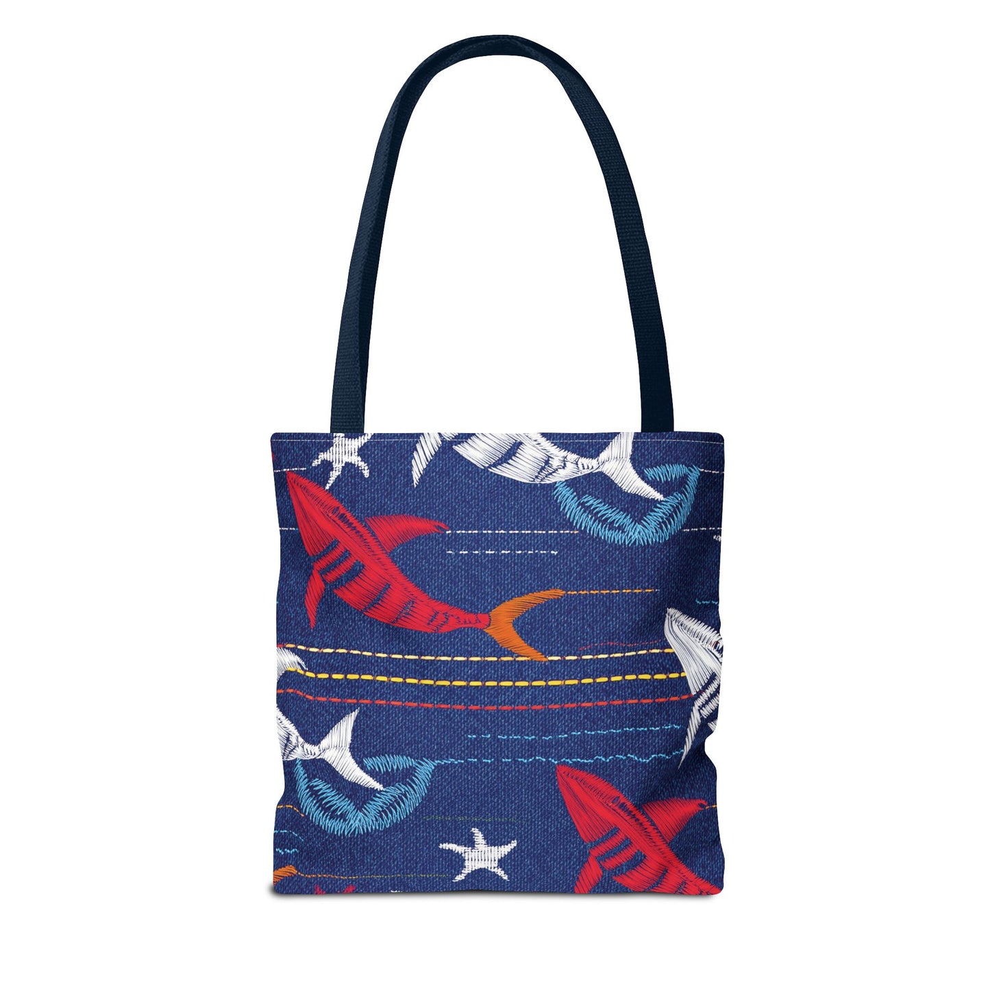 Denim Fabric Imitation Print Unisex Canvas Bag Poly Spun 3 Sizes Tote Bag 182-16
