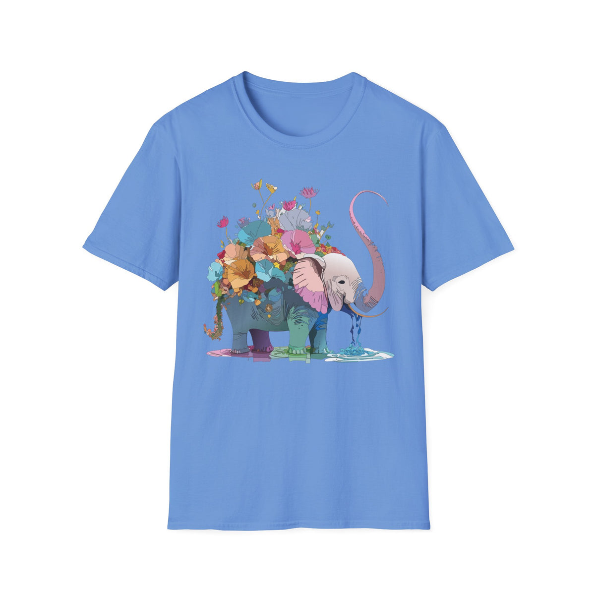 Floral Elephant T-Shirt | Watercolor Flowers, Pastel Safari Art