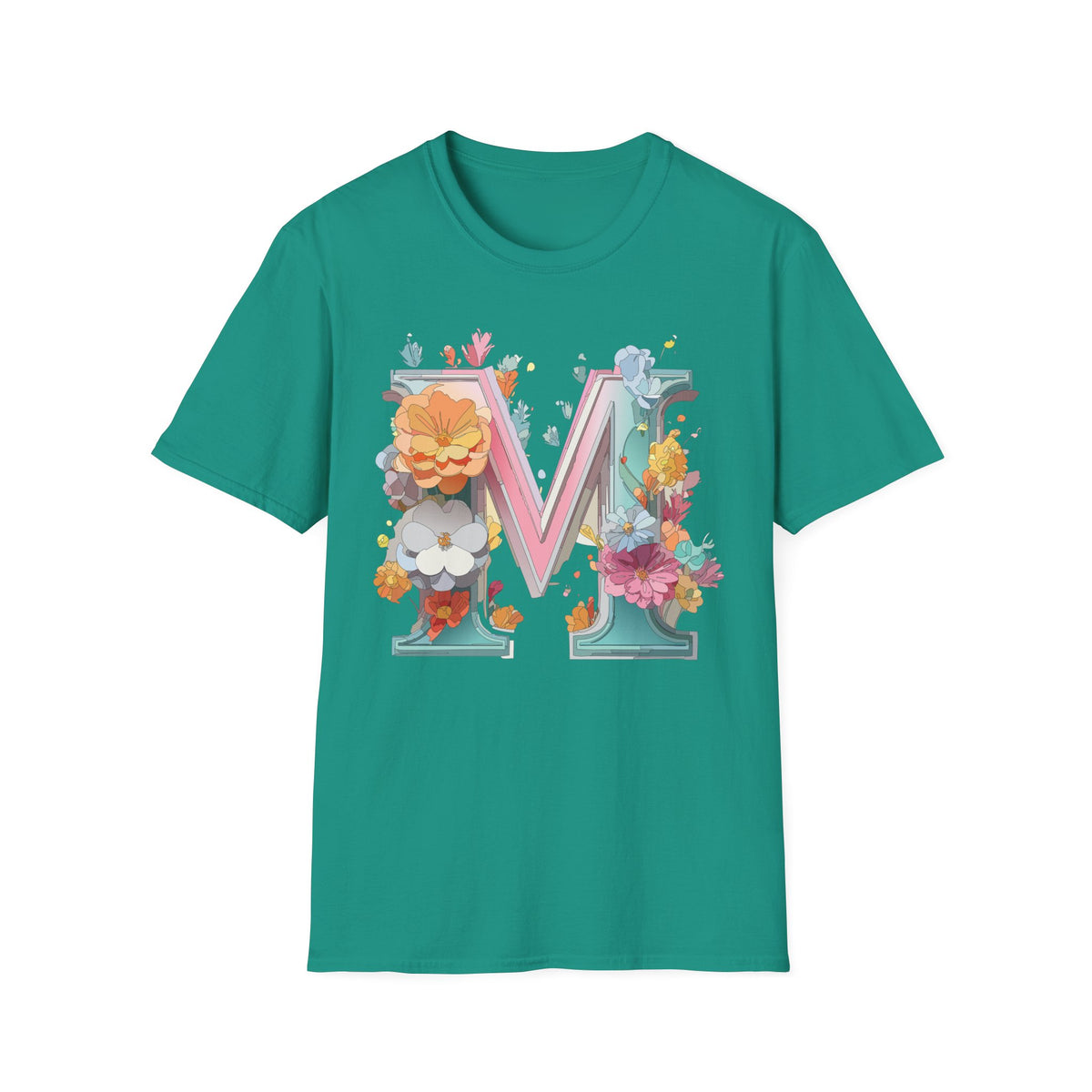 Floral Letter M Shirt | Monogram Initial Tee, Botanical Alphabet