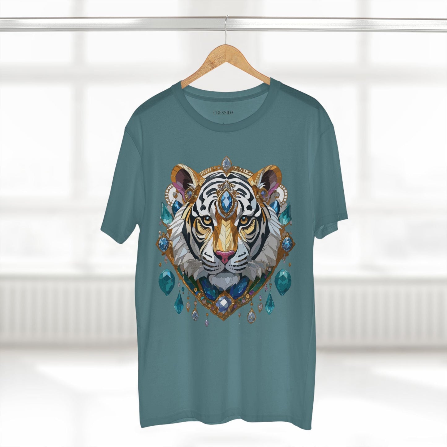 Tiger Graphic Unisex 100 Cotton Tee With Unique Animal Golden Medallion Art Design 53