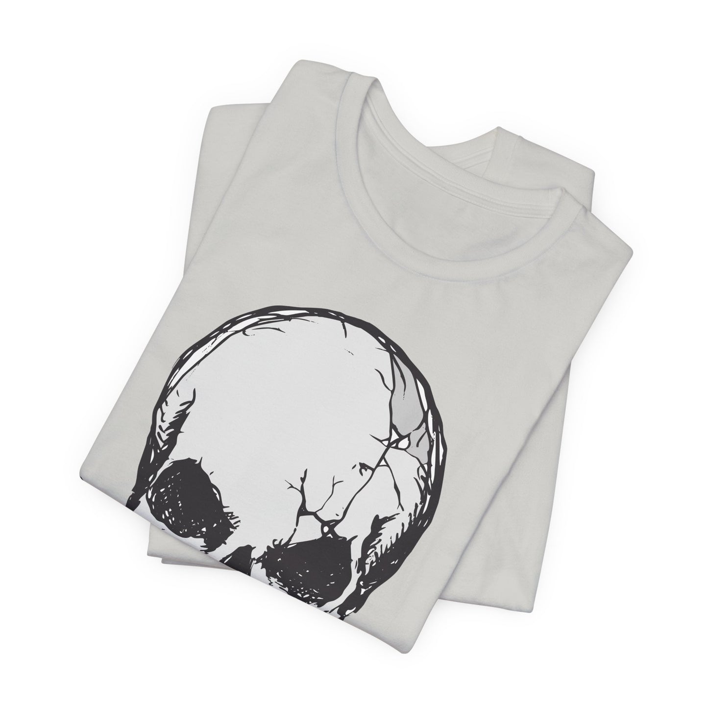 Grey Skull Graphic Design Tee, Skull Shirt, Vintage Tees, Art Design T-Shirt, Vintage Graphic Tee, Art Shirts with Skulls