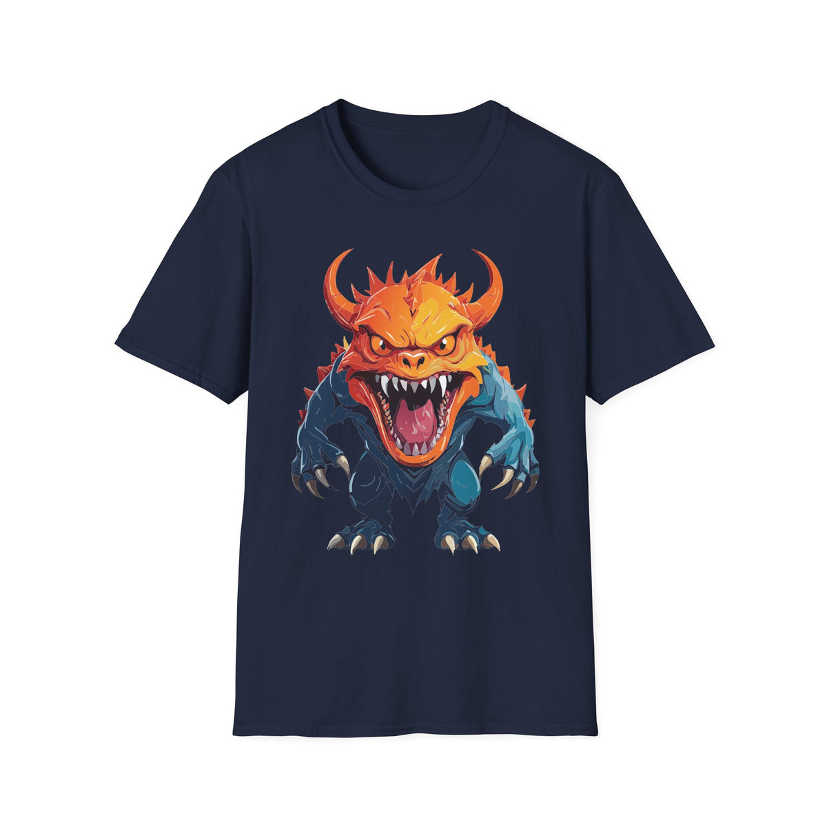 Monster Roar T‑Shirt — Fierce Orange Dragon Cartoon Graphic Tee Unisex 100 Cotton Gildan T-Shirt
