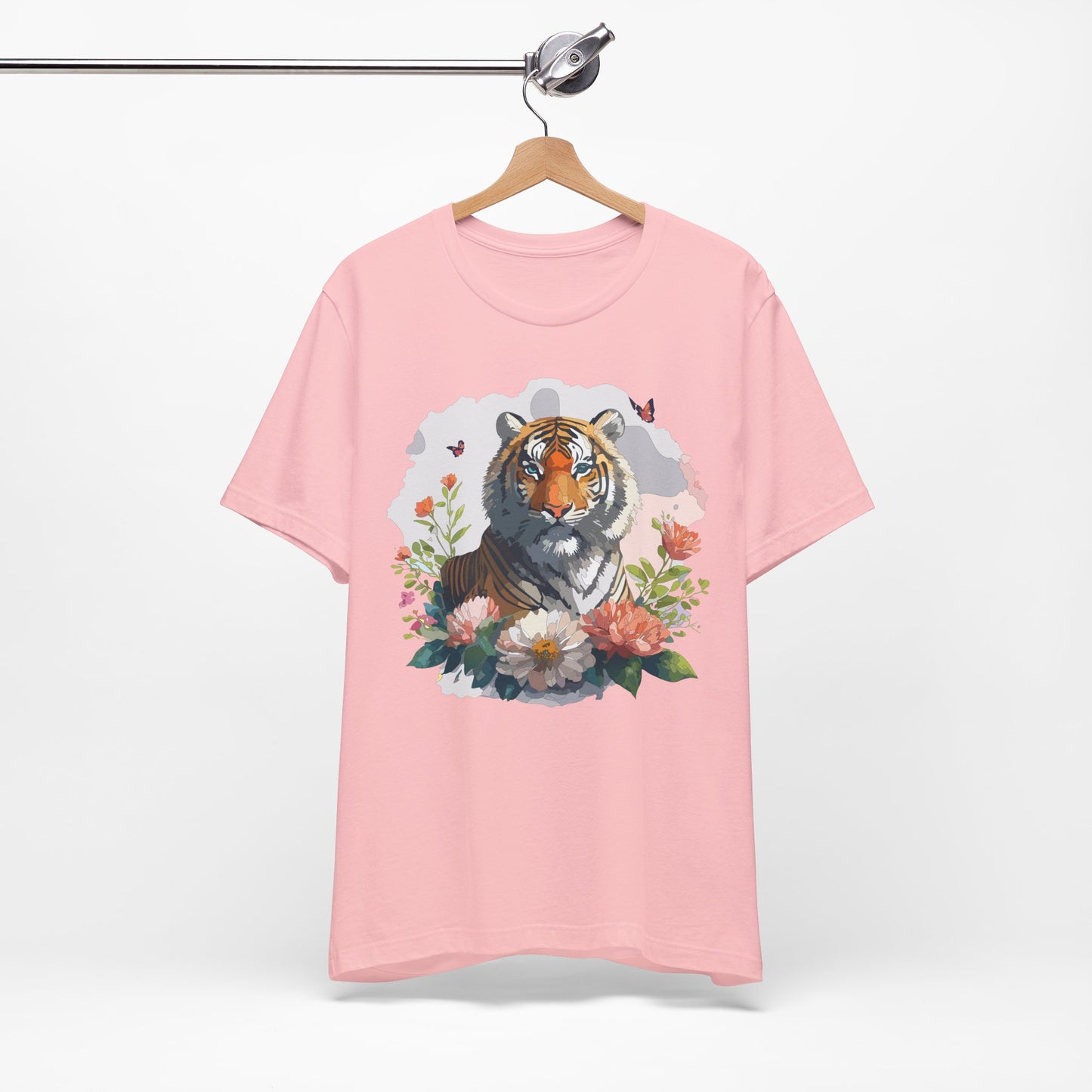 Floral Tiger Graphic Tee, Animal Shirt, Tiger Shirt, Flower Top, T-Shirt with Animal, Art Design