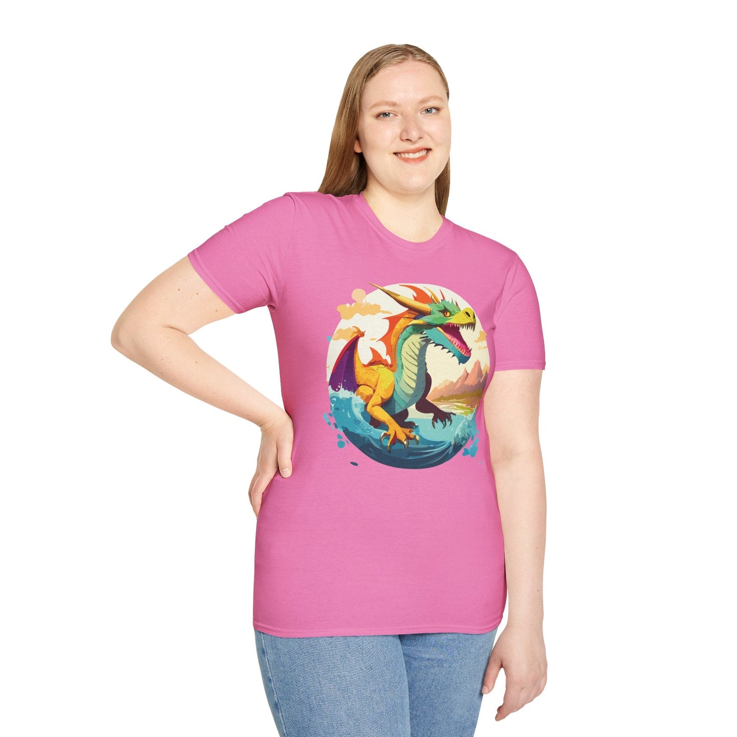 Dragon Graphic Unisex Cotton Softstyle Art Design Tee With Animals 13