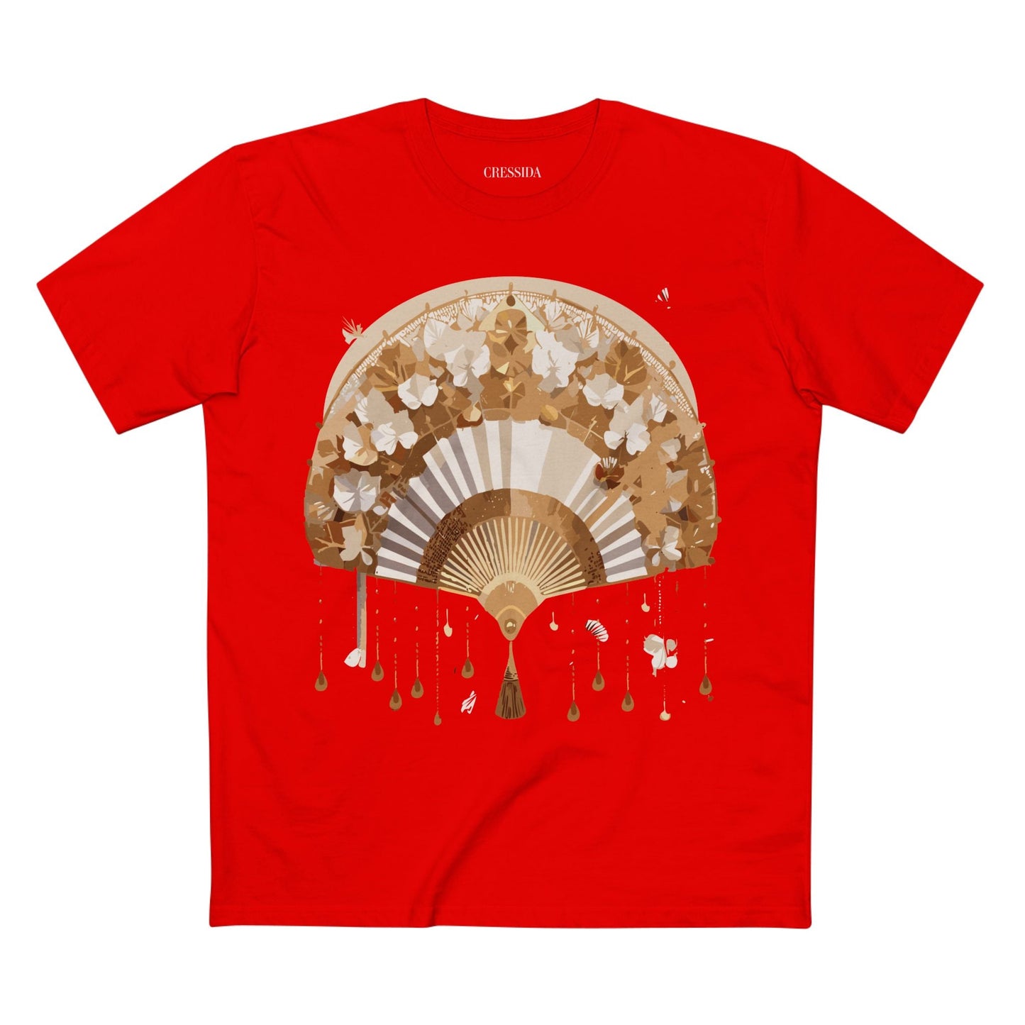Antique Fan Graphic Design T-Shirt Unisex 100 Cotton Floral Carnival Artwork Tee 17