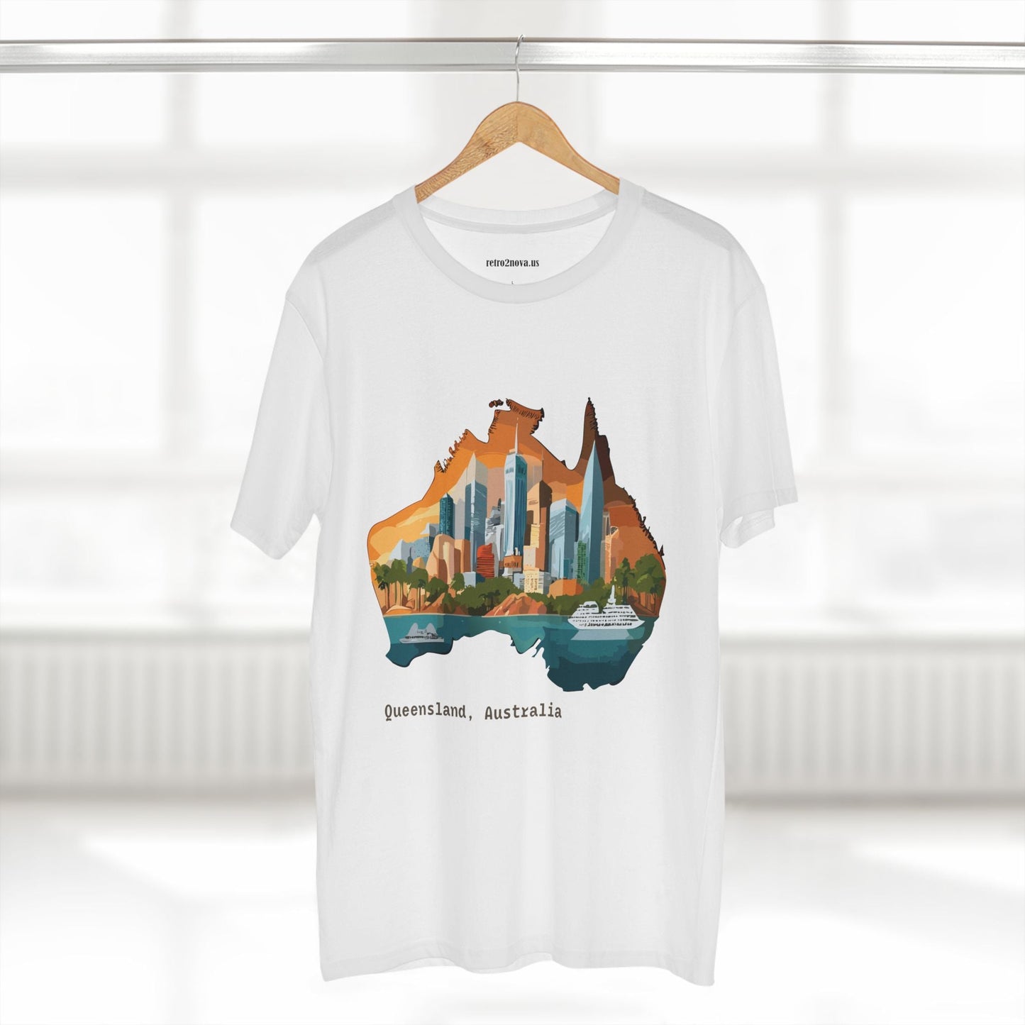 Retro2Nova Australia Travel Shirt Unisex Premium Cotton Tee With Original Art Design