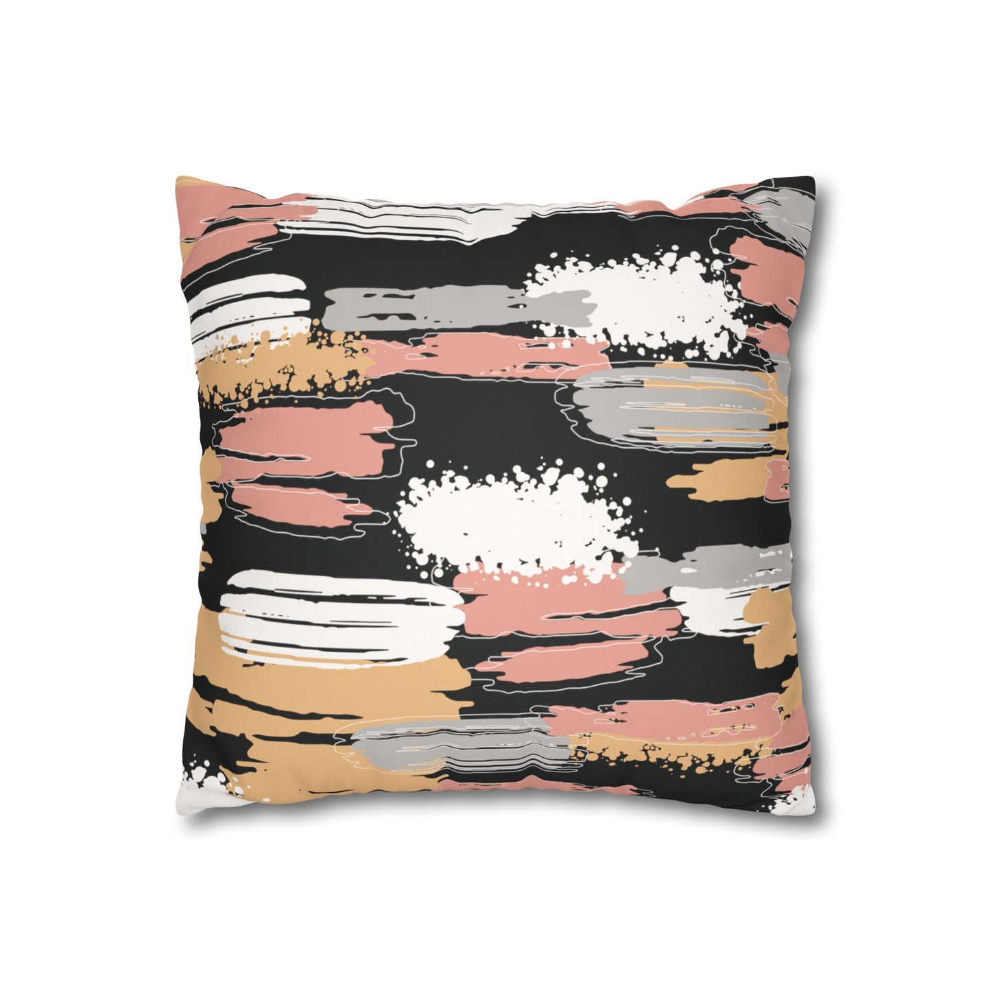 Faux Suede Pillowcase with Abstract print