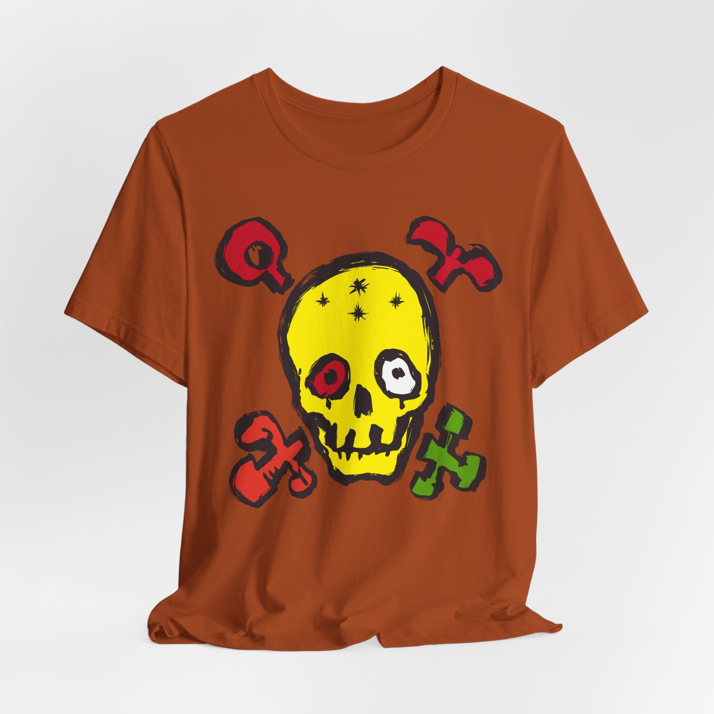 Yellow Skull Graphic Design Tee, Skull Shirt, Vintage Tees, Art Design T-Shirt, Vintage Graphic Tee, Art Shirts with Skulls