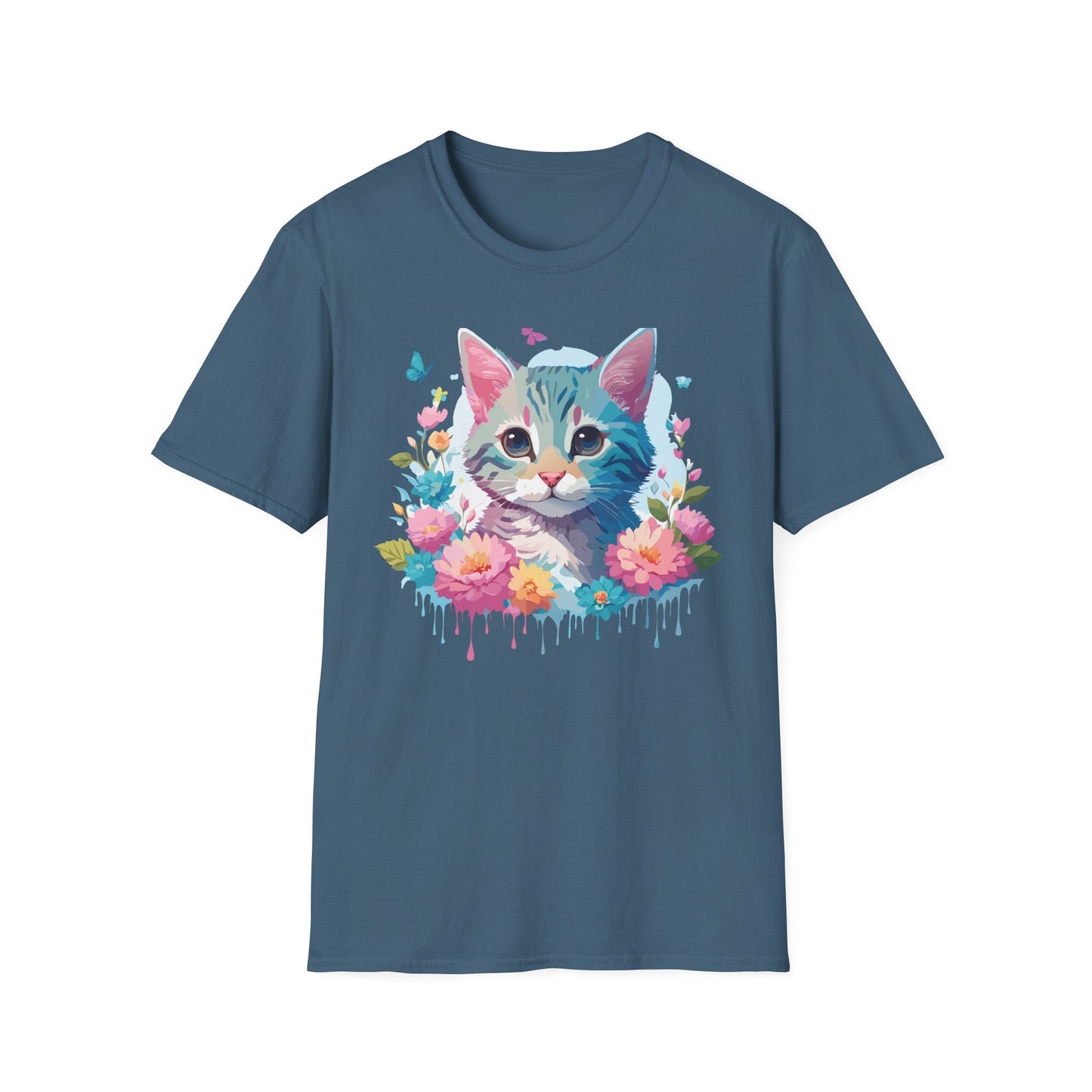 Cat Shirt Unisex Tee Kitten Cat Tee Softstyle 100 Percent Cotton Gildan 64000
