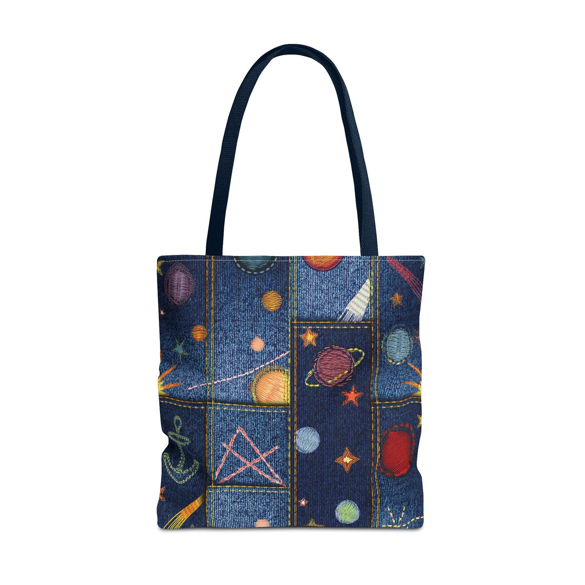Denim Fabric Imitation Print Unisex Canvas Bag Poly Spun 3 Sizes Tote Bag 183-2