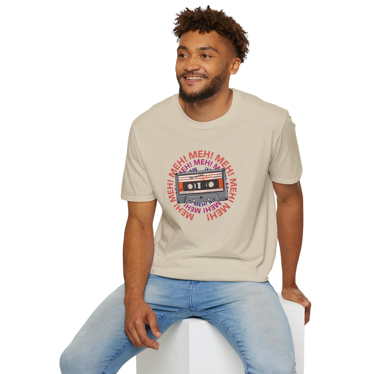 Cassette Tape Meh Graphic T-Shirt Unisex Cotton Retro Funny Music Tee