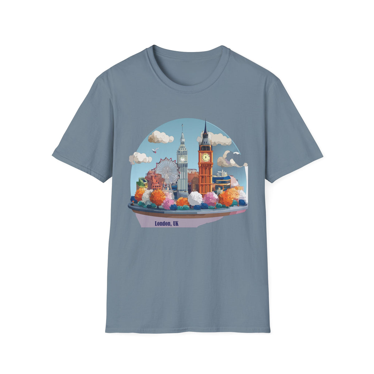 London Skyline illustration T-Shirt | Big Ben, London Eye, cityscape