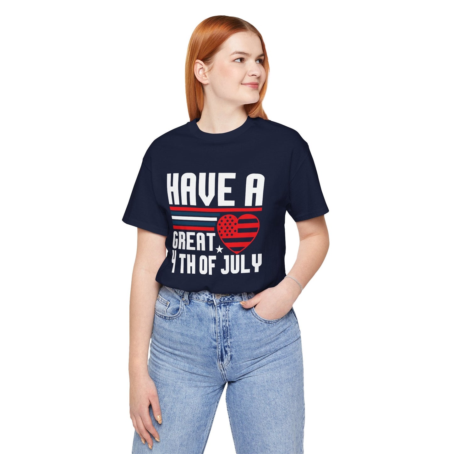 4th of July American Flag Graphic Unisex Cotton T-Shirt 020