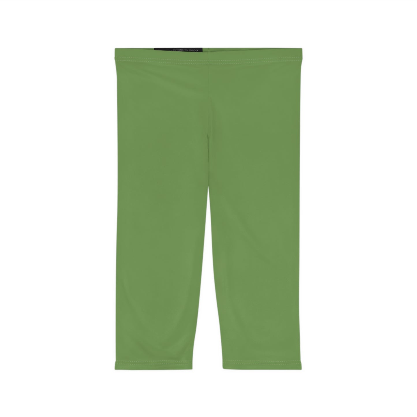 Sage Green Color Women's Brushed Suede Poly Span Casual Capri Leggings XS-2XL