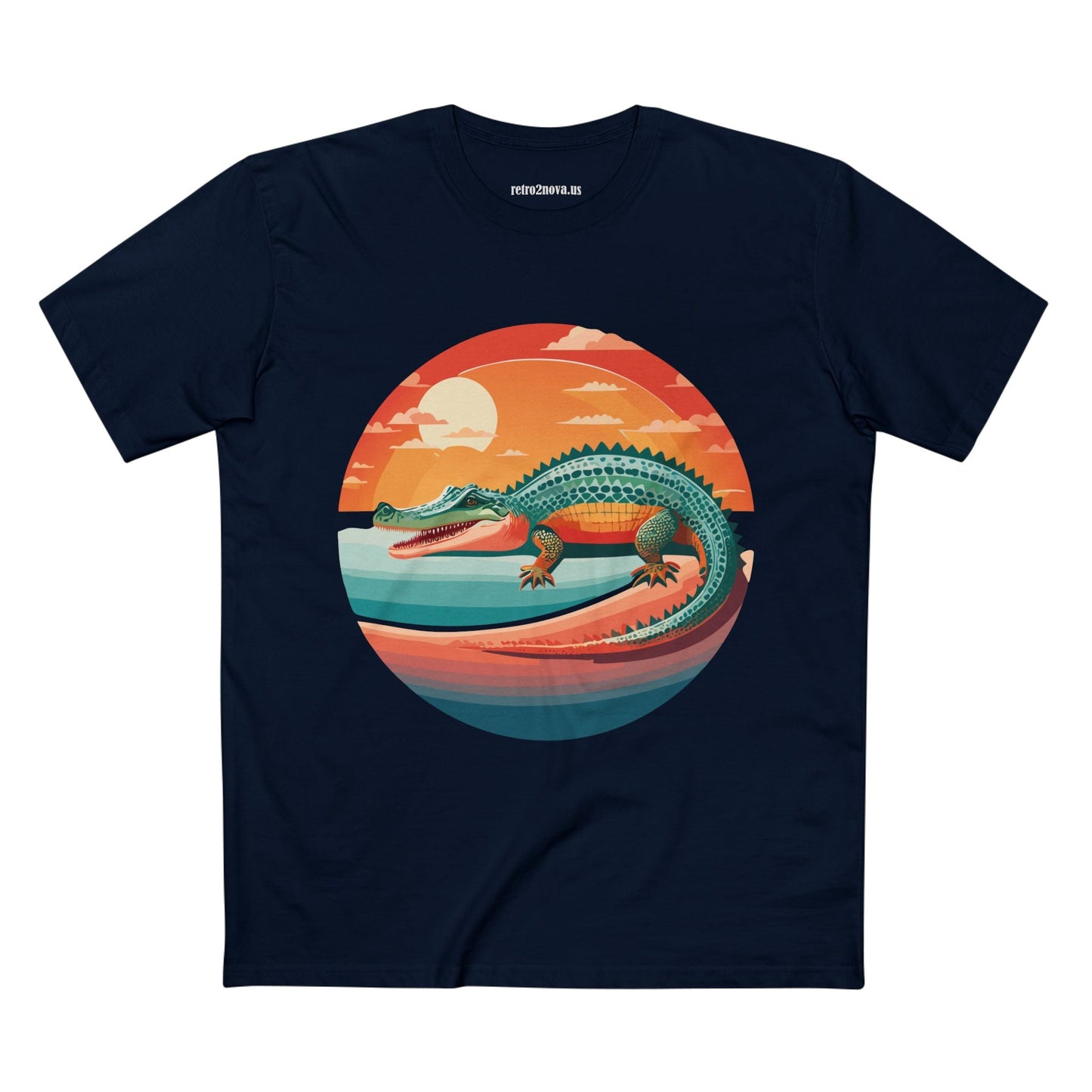 Unisex Crocodile Animal Shirt With Original Art Design Retro2Nova Premium Cotton Staple Tee For Everyday Comfort