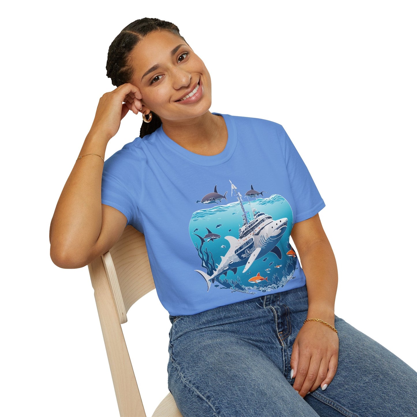 Ocean Tee Shirt Unisex Softstyle 64000 Ring Spun Cotton Art Design Tee For Everyday Comfort