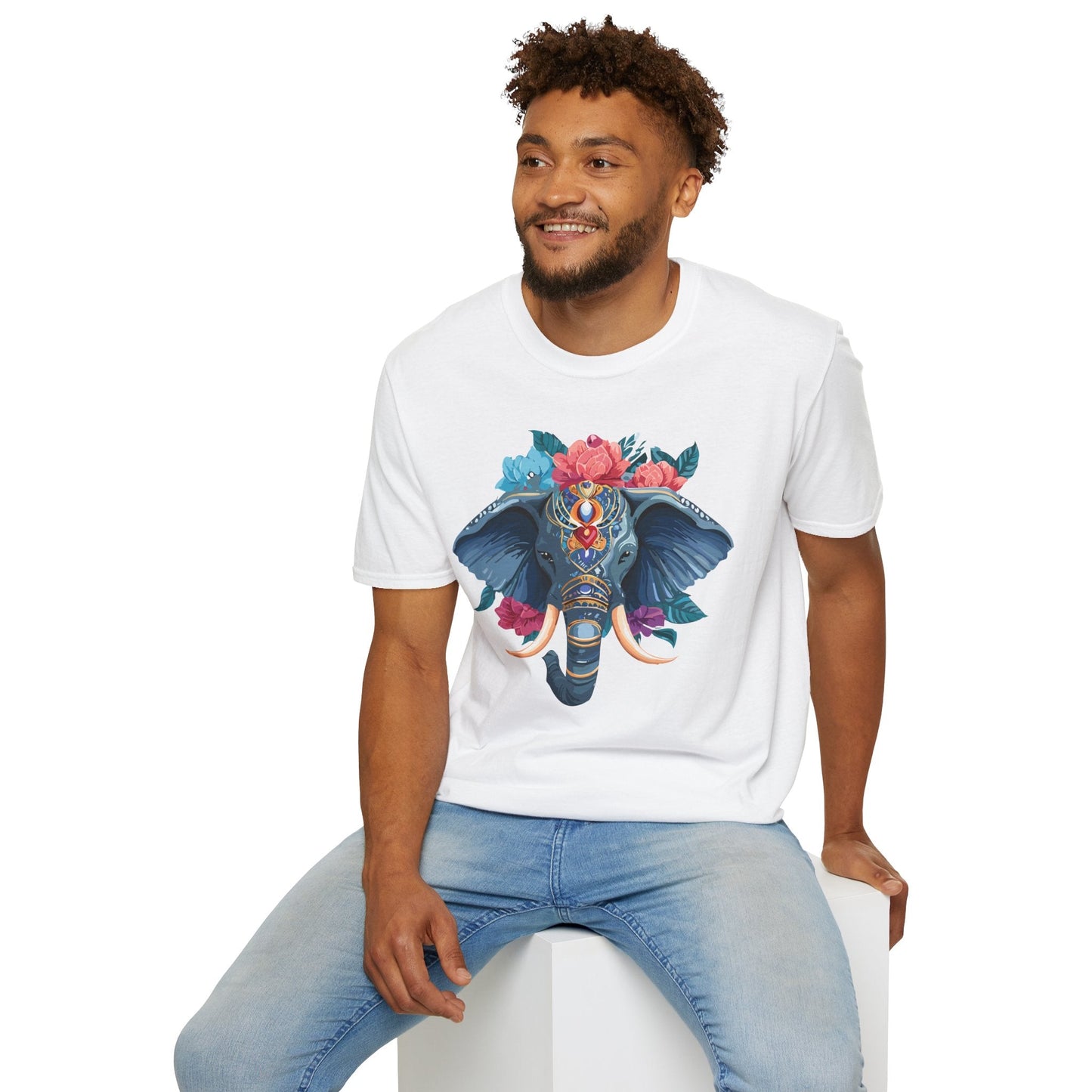 Elephant T Shirt Unisex Softstyle Tee Gildan 64000 100 Percent Ring Spun Cotton Fabric