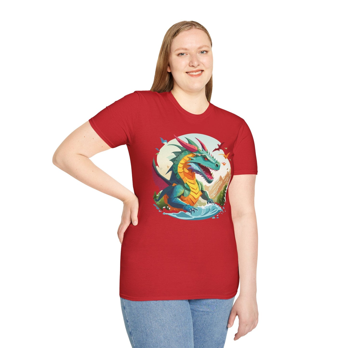 Dragon Graphic Unisex Cotton Softstyle Art Design Tee With Animals 12