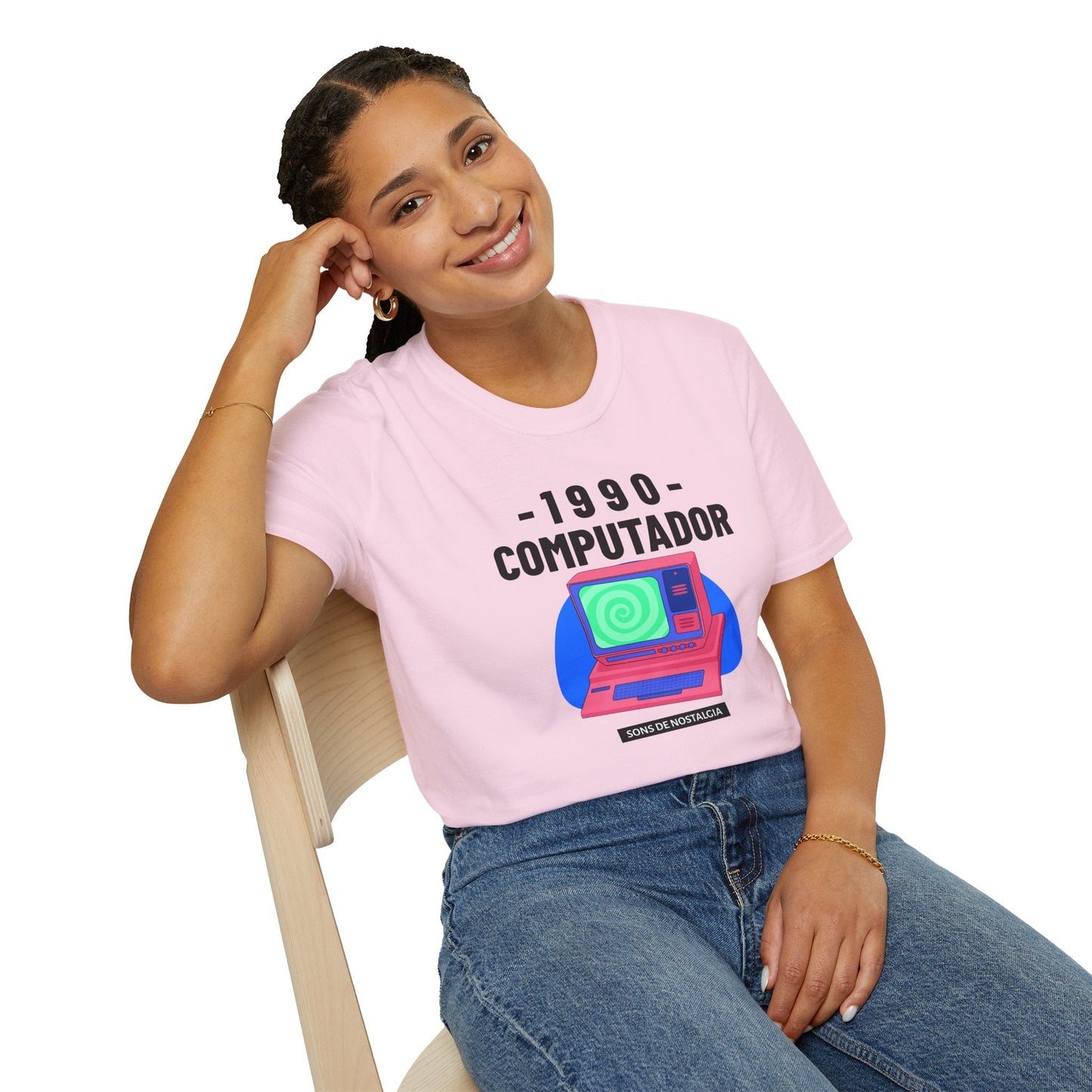 1990 Computador Retro T-Shirt Unisex Cotton Vintage Computer Graphic Tee