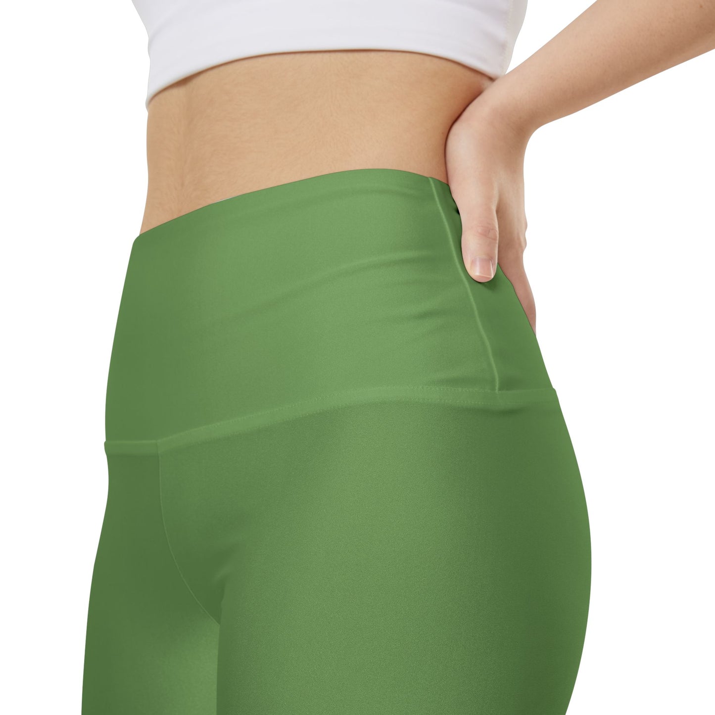 Sage Green Workout Shorts — Women's High-Waist Athletic Biker Shorts (Solid Green)