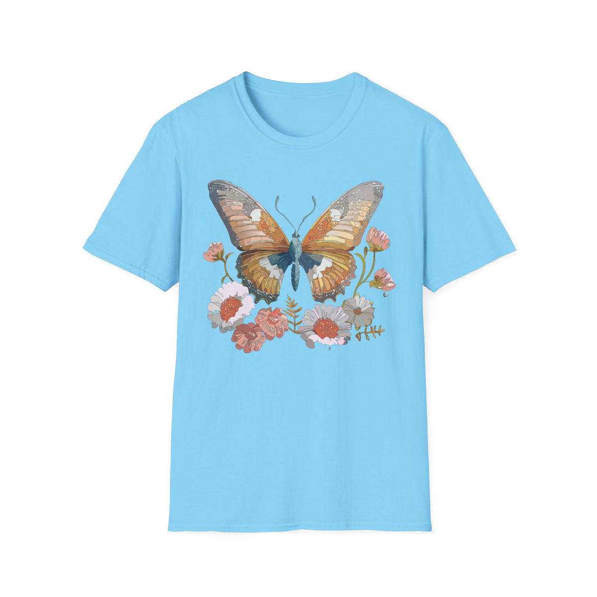 Butterfly Floral Watercolor Wings Graphic Design Unisex 100 Cotton Gildan T-Shirt
