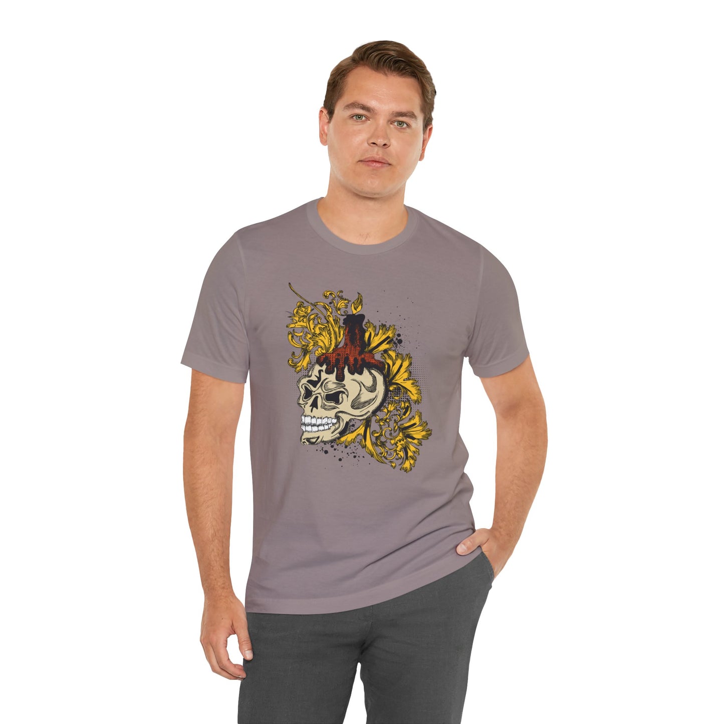 Rock Skull Graphic Design Tee, Skull Shirt, Vintage Tees, Art Design T-Shirt, Vintage Graphic Tee, Art Shirts with Skulls 3