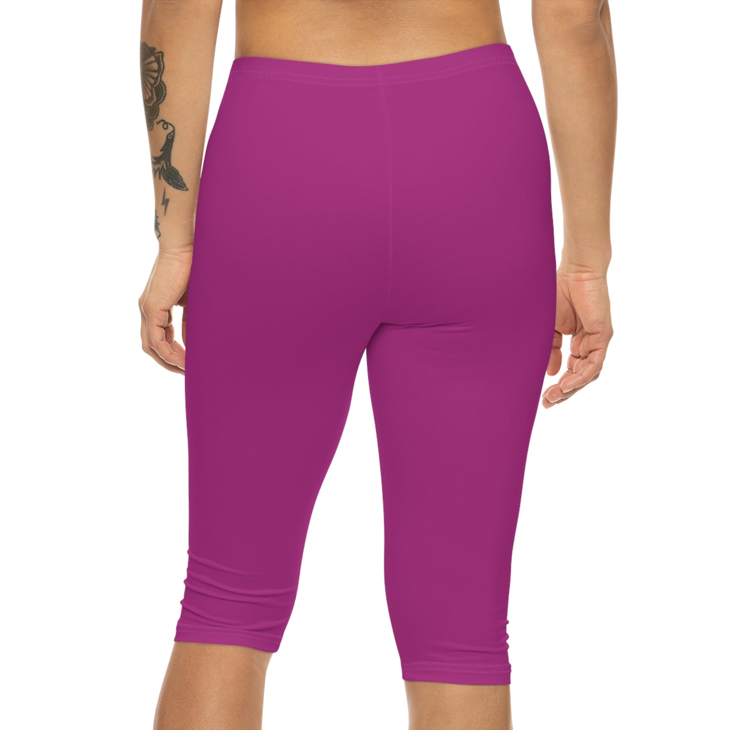 Raspberry Plum Color Women's Brushed Suede Poly Span Casual Capri Leggings XS-2XL