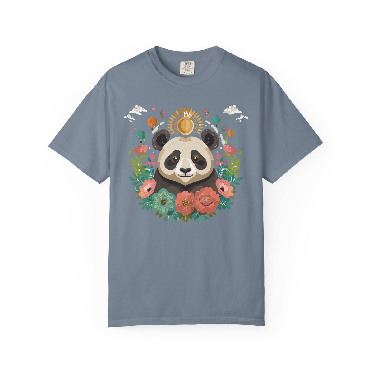 Panda Portrait T-Shirt Unisex Cotton Floral Chinese Graphic Circle Animal Art Tee p4