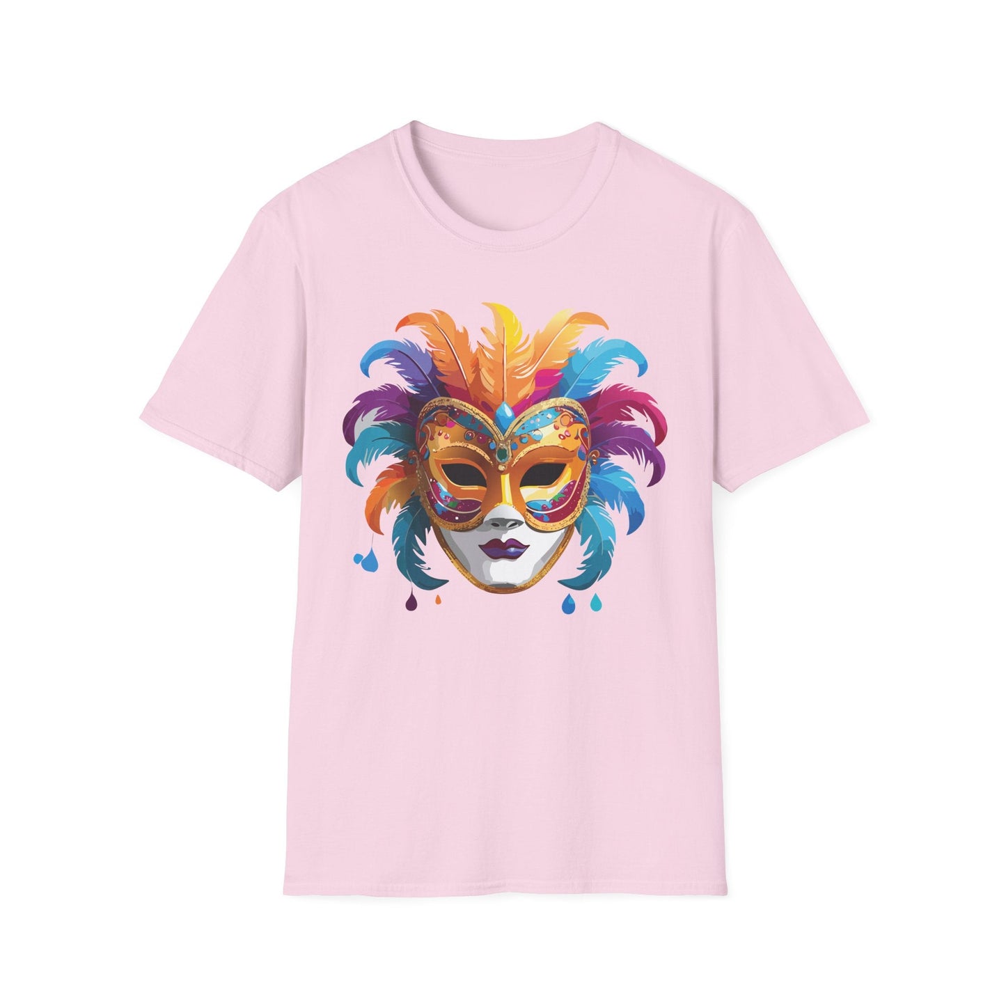 Mask Tee Shirt Unisex Masquerade Design Art Graphic Gildan Softstyle 64000 Cotton Tee