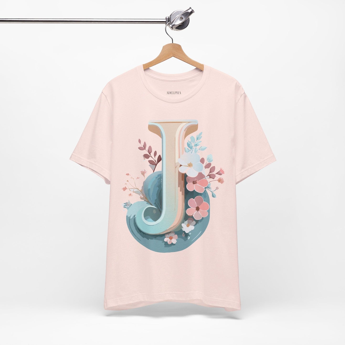 Letter J Shirt Graphic Tee For Unisex Style By Adelpha Vintage Inspired Art Tee Design