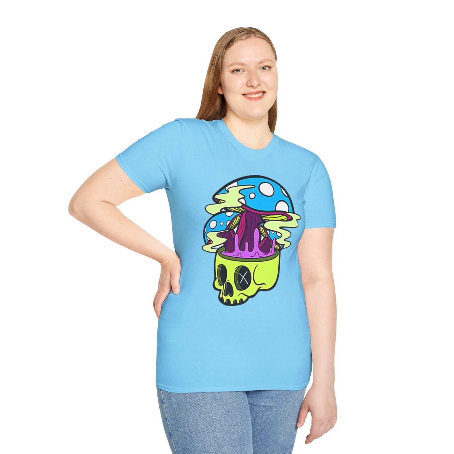 Skull Tee Shirt Unisex Skeleton Shirt With Art Design Gildan Softstyle Cotton Tee