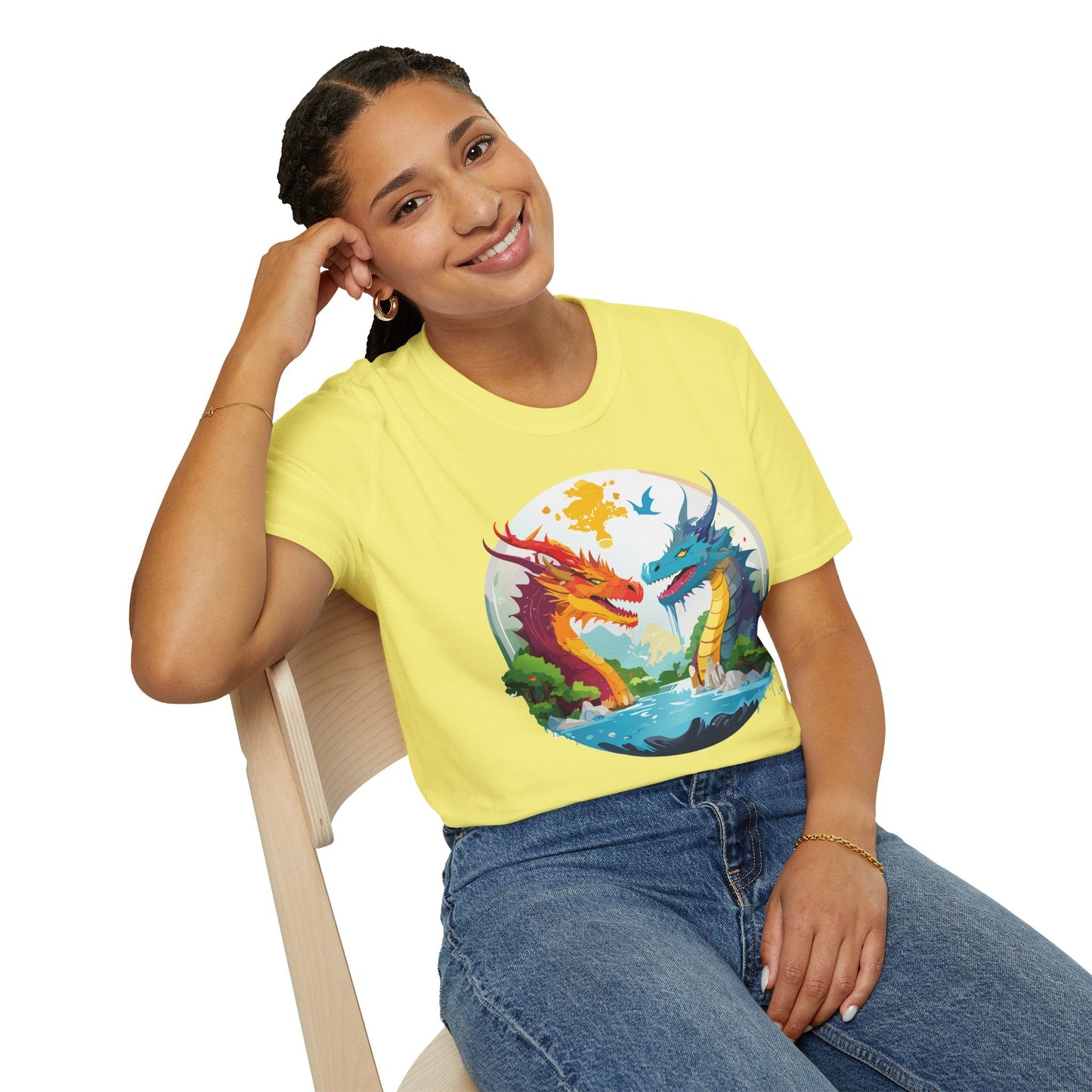 Dragon T Shirt Unisex Gildan Softstyle 64000 100 Percent Cotton Animal Print Tee Artwork