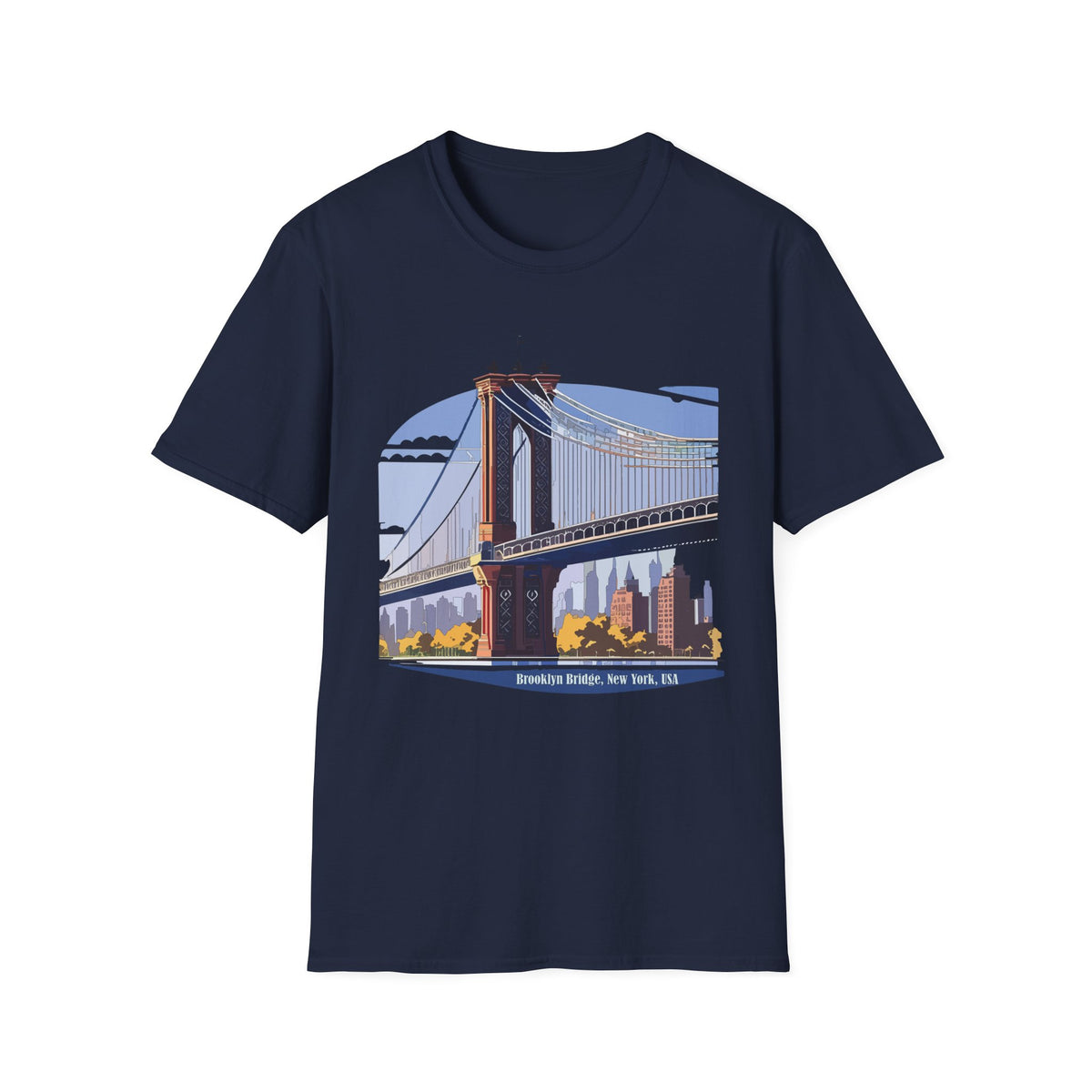Brooklyn Bridge Illustration T-Shirt | NYC Skyline Graphic Tee