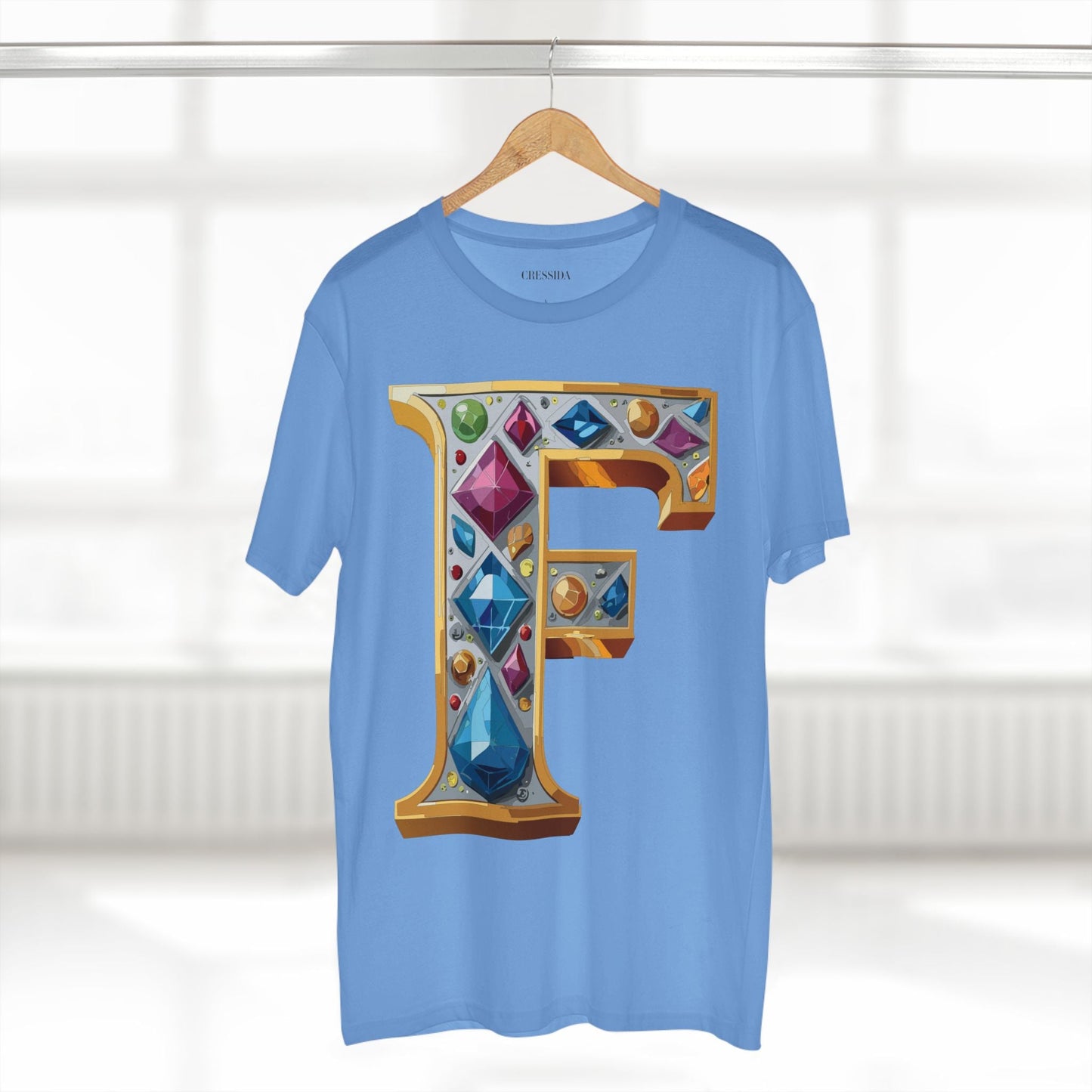 Letter F Graphic Design Tee Unisex 100 Cotton With Antique Gold Letters Artwork T-Shirt