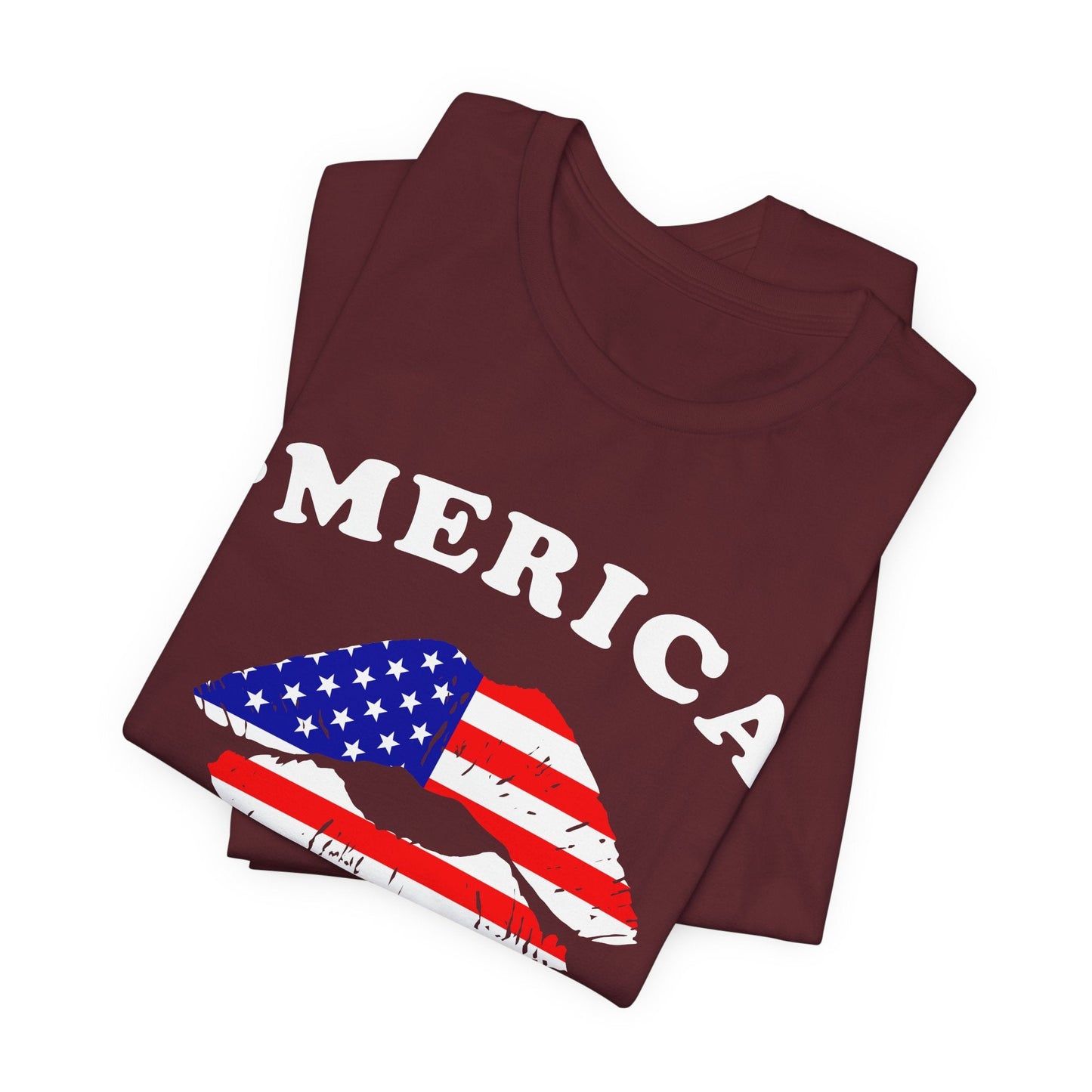 American Flag Lip Graphic Unisex Cotton T-Shirt a9