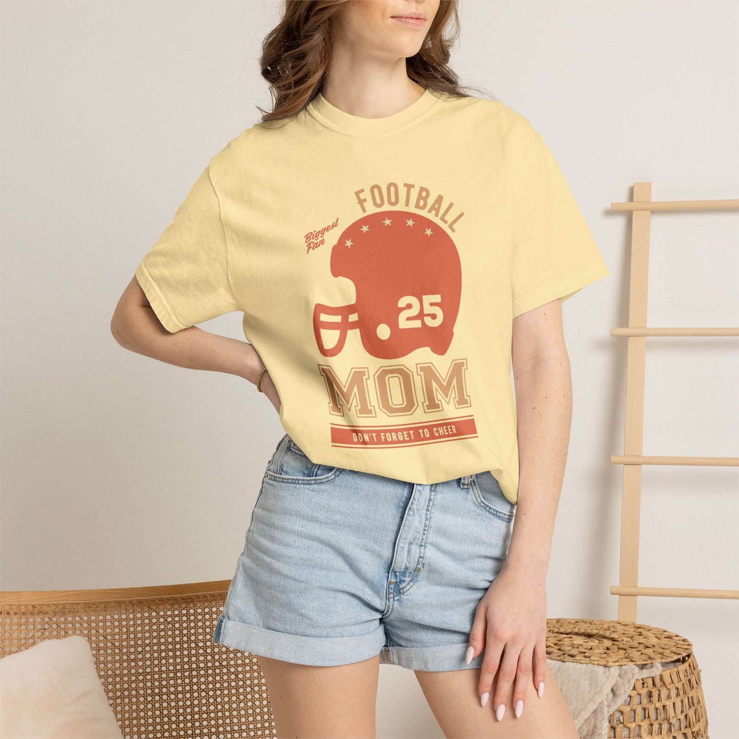 Football Mom T-shirt Mother's Day Mama Tee Unisex Comfort Colors Garment-Dyed Cotton h43
