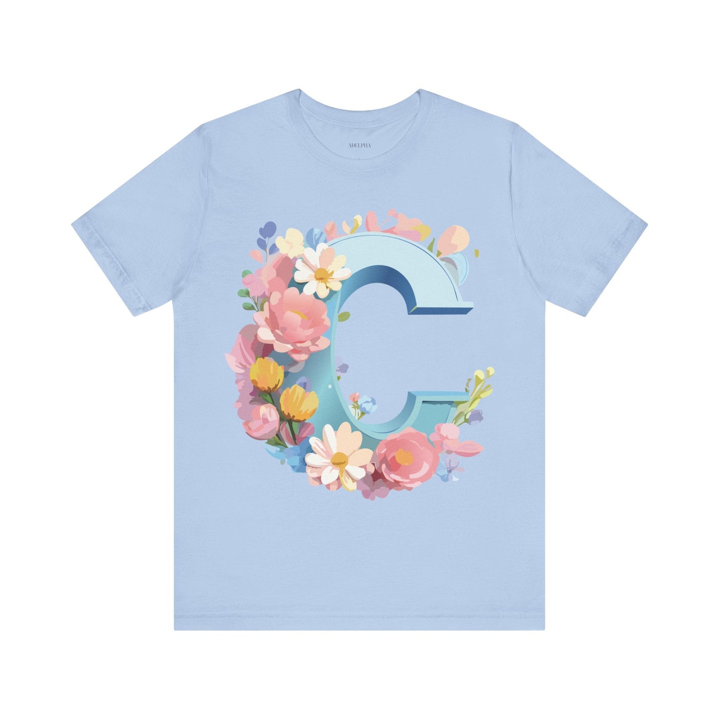 Letter C Shirt Graphic Tee Unisex Short Sleeve Vintage Art Adelpha Premium Quality