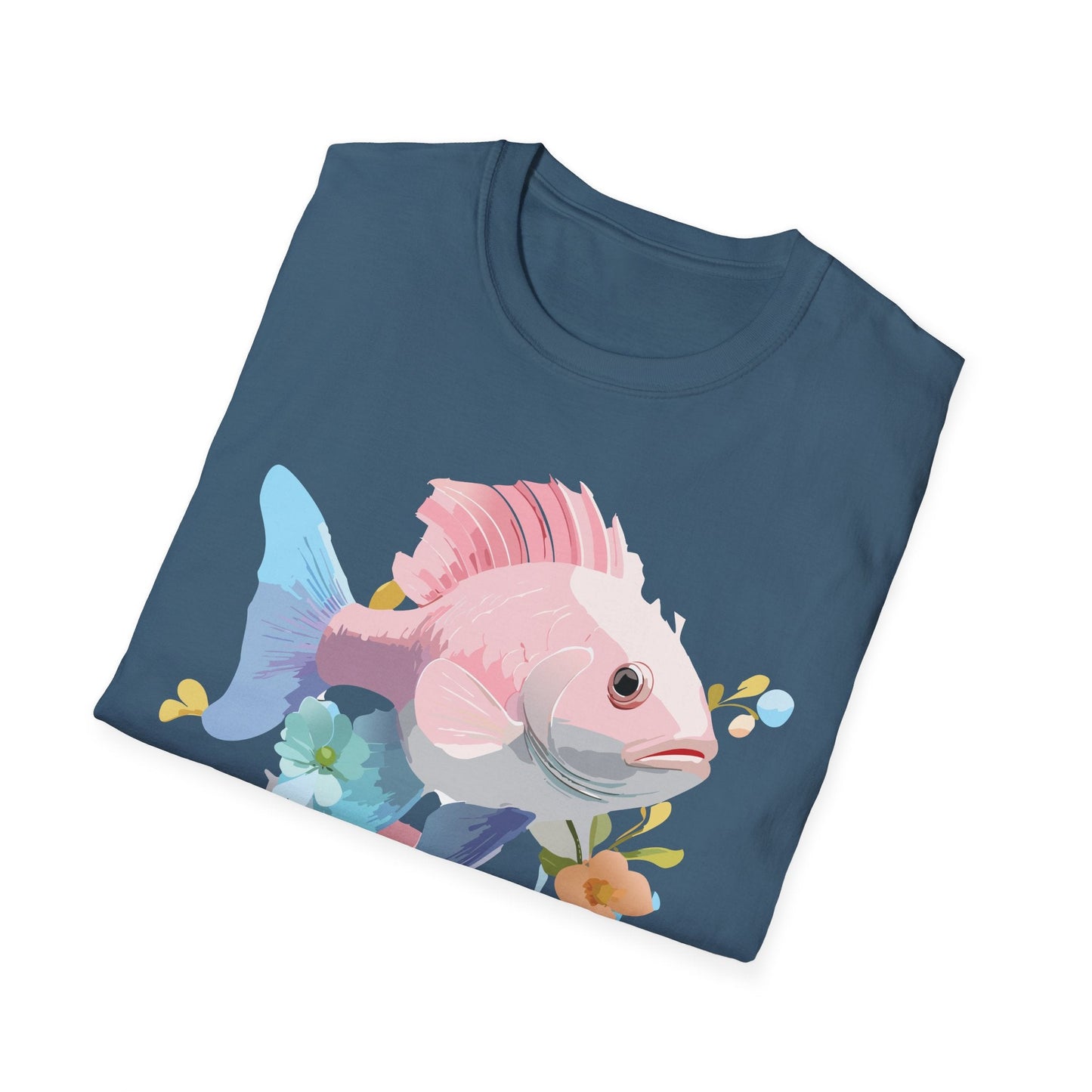 Fish Art Design Shirt Unisex Graphic Tee With Fish Illustration Gildan Softstyle 64000