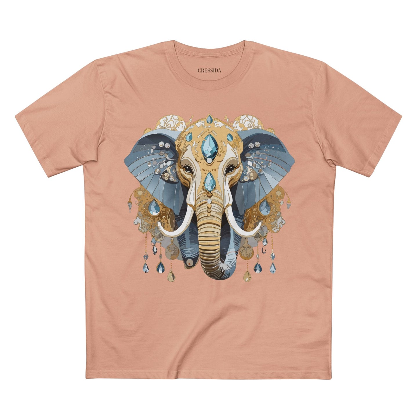Elephant Graphic Unisex 100 Cotton Tee With Unique Animal Golden Medallion Art Design 35