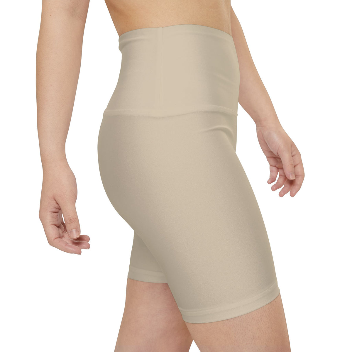 Pale Oak Beige Beige Women's Workout Shorts — High-Waist Active Bike Shorts