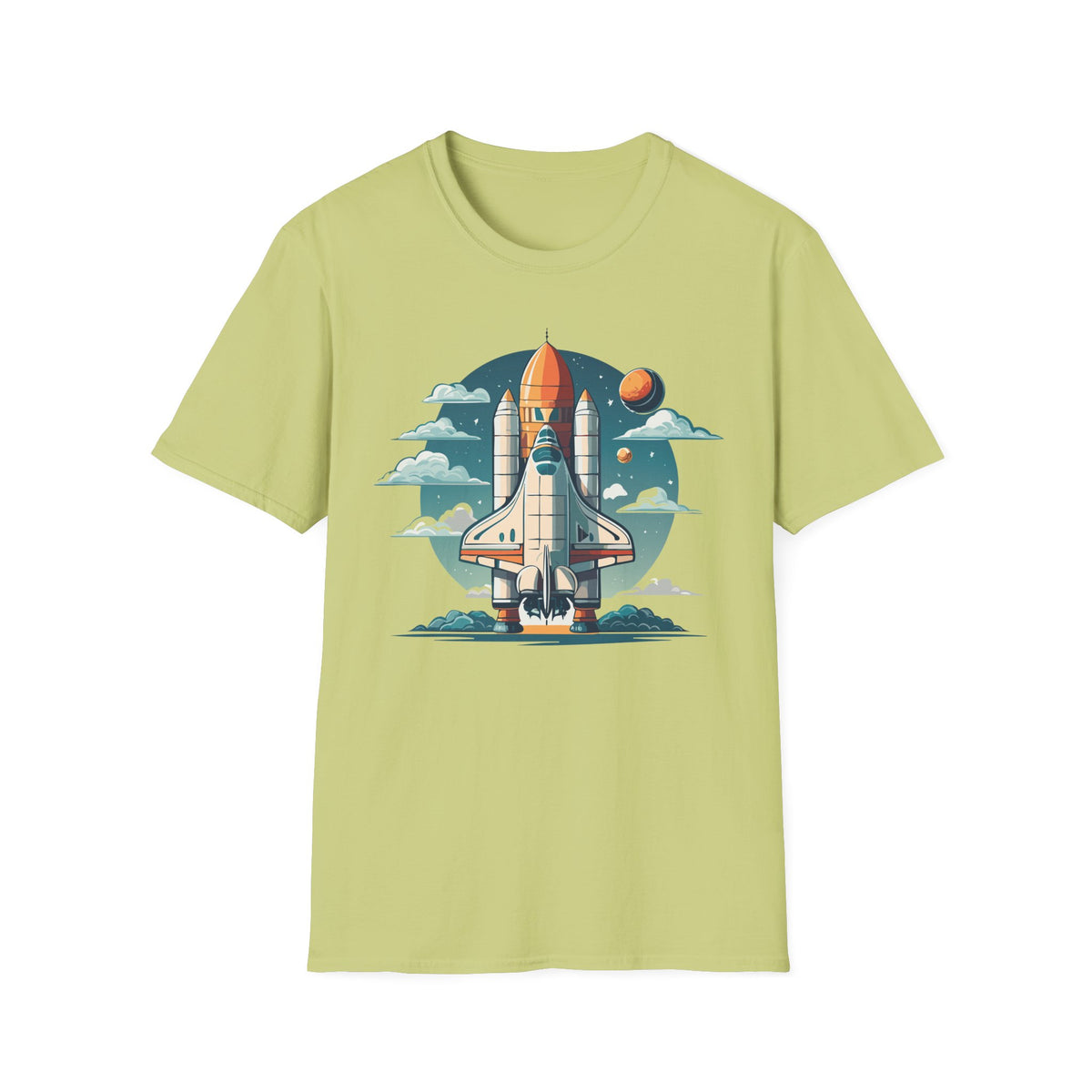 Retro Space Shuttle Illustration T-Shirt | Rocket Launch Graphic Design Unisex 100 Cotton Gildan T-Shirt