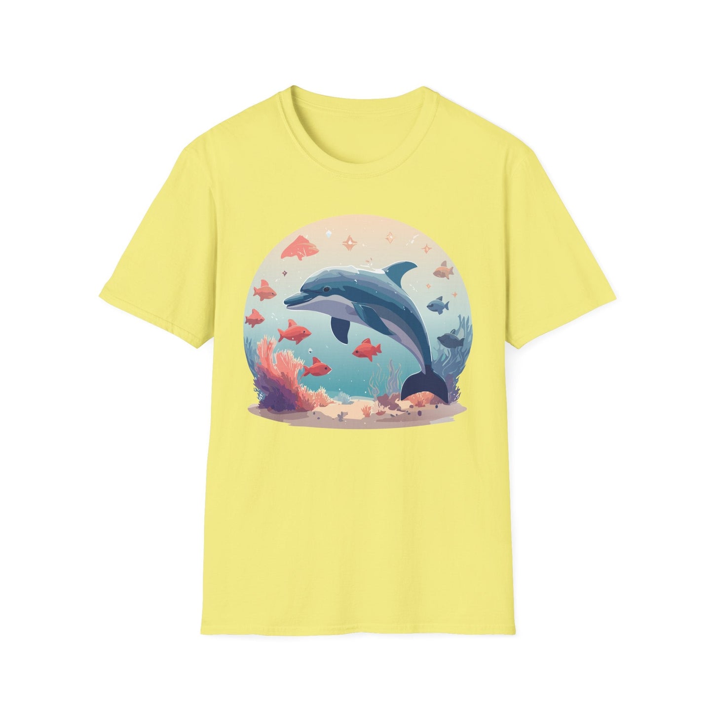 Dolphin Shirt Unisex Softstyle Tee 64000 Gildan 100 Percent Ring Spun Cotton For Everyday Comfort
