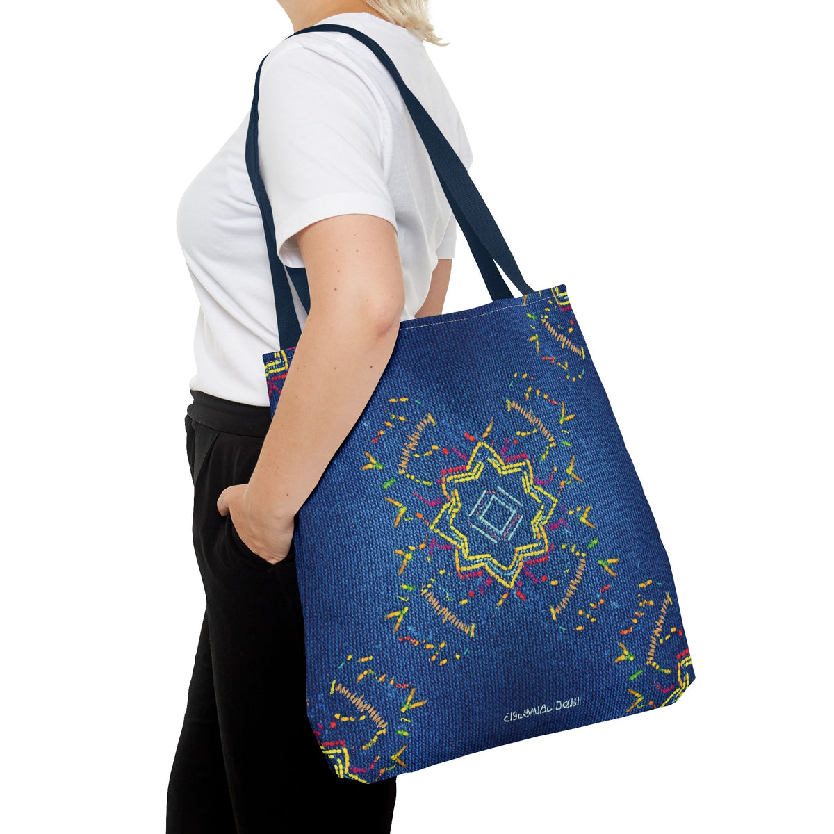 Diwali Graphic Denim Fabric Imitation Print Unisex Canvas Bag Poly Spun 3 Sizes Tote Bag 205-16