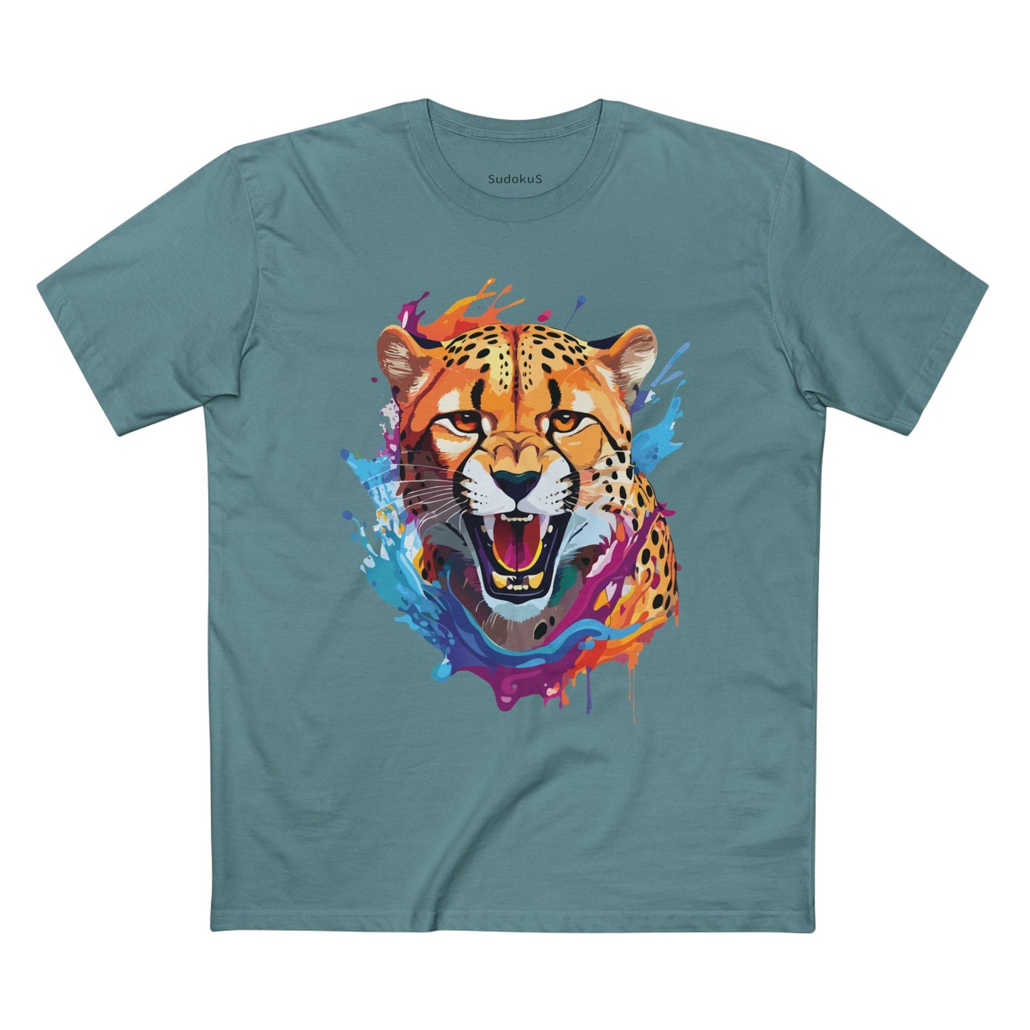 Cheetah Graphic Unisex 100 Cotton Staple Tee with Animal Design Artwork 23