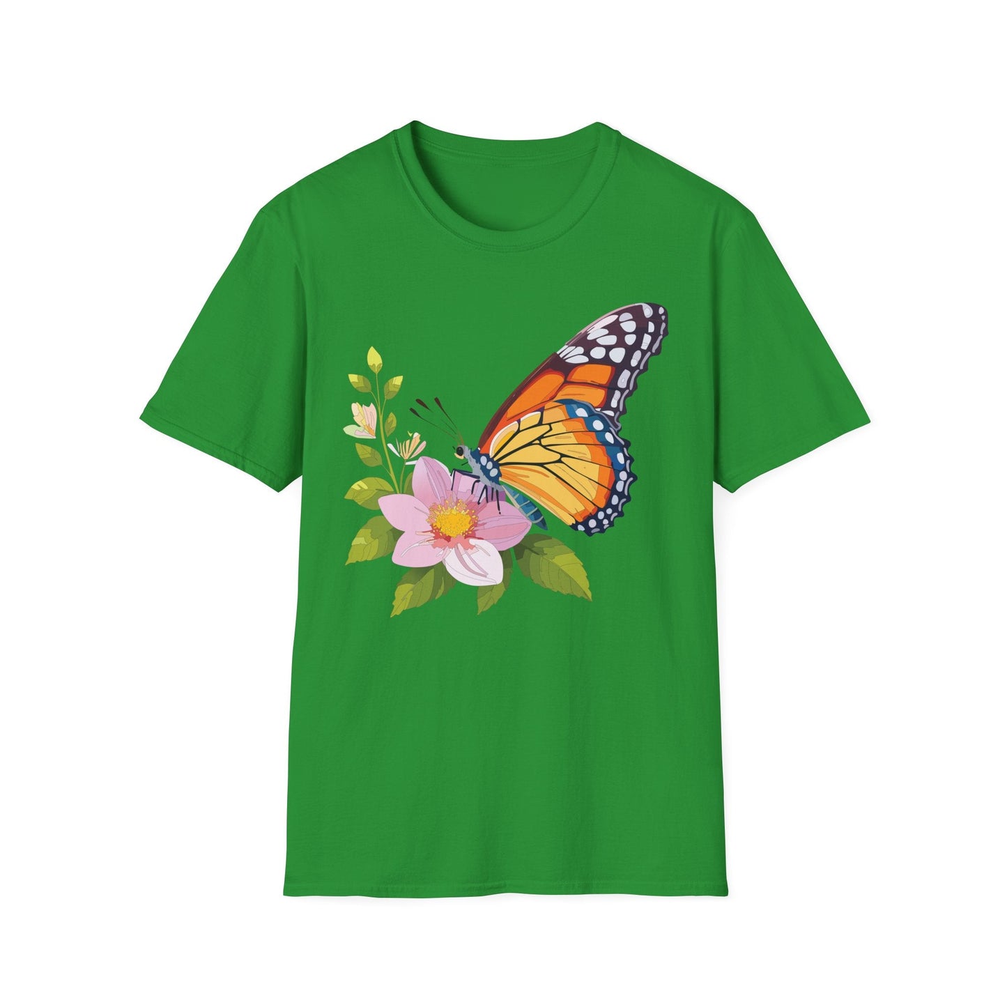 Butterfly T Shirt for Women and Men Monarch Print Softstyle Unisex Gildan 64000 Tee