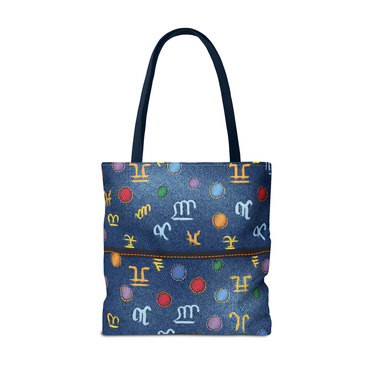 Denim Fabric Imitation Print Unisex Canvas Bag Poly Spun 3 Sizes Tote Bag 184-4
