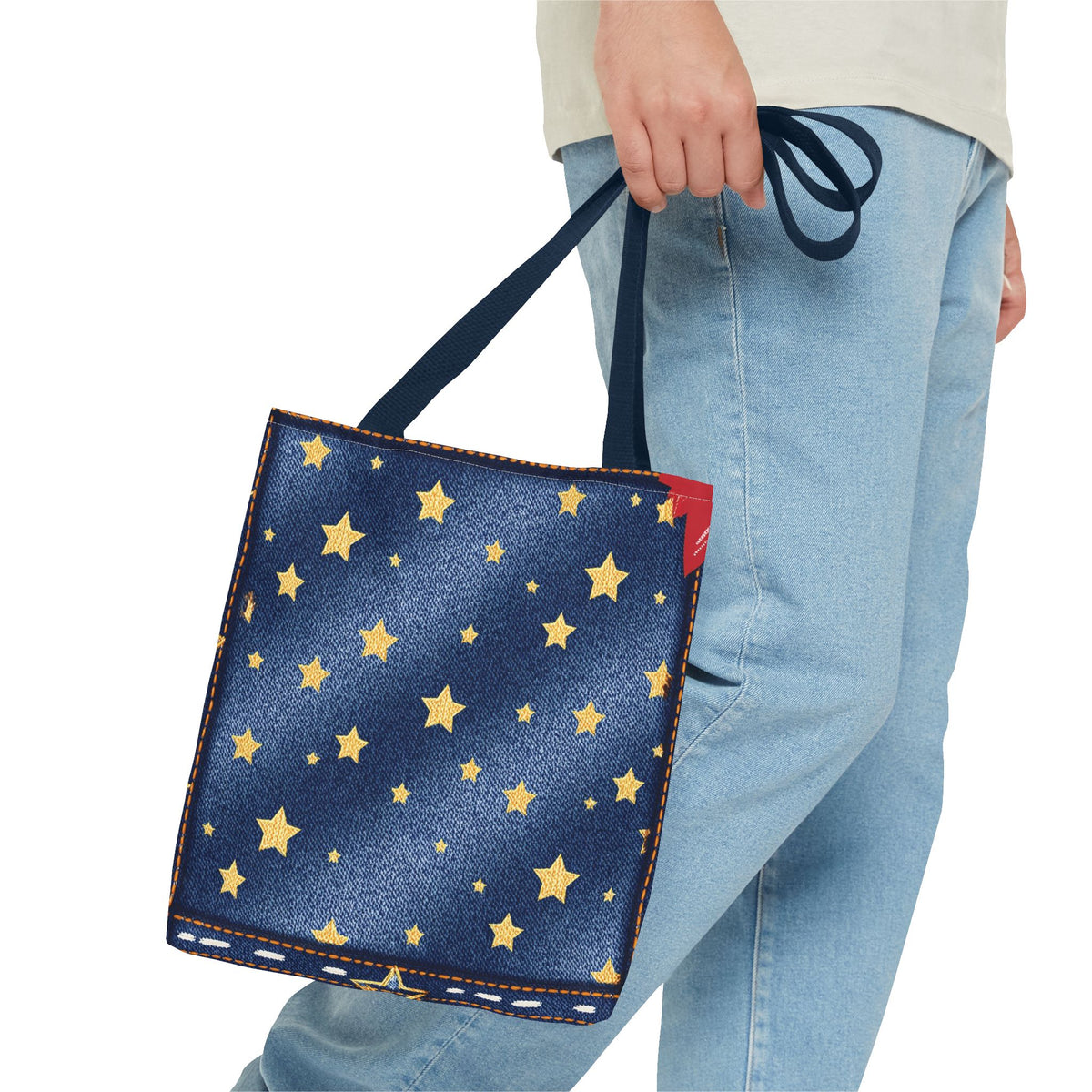 Denim Fabric Imitation Print Unisex Canvas Bag Poly Spun 3 Sizes Tote Bag 181-6