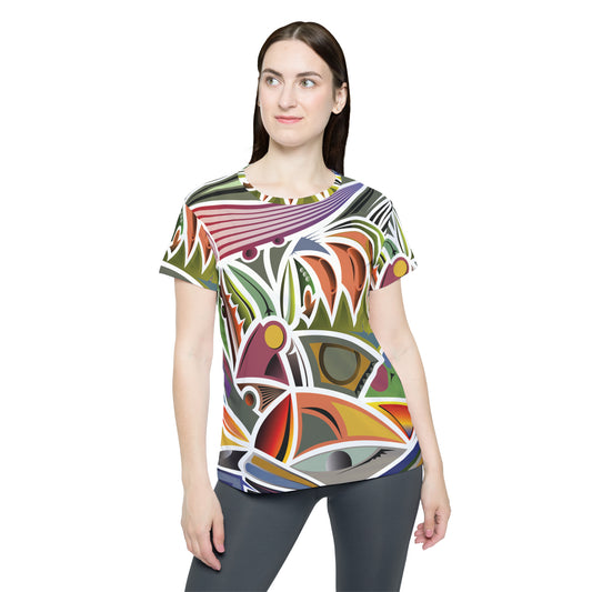 Poly Jersey Tee Shirt with abstract prints